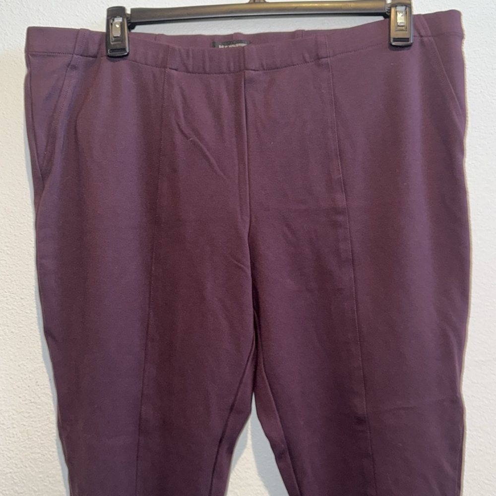 H by Halston Pull-on Knit Ankle Pants Wine Burgundy Bordeaux